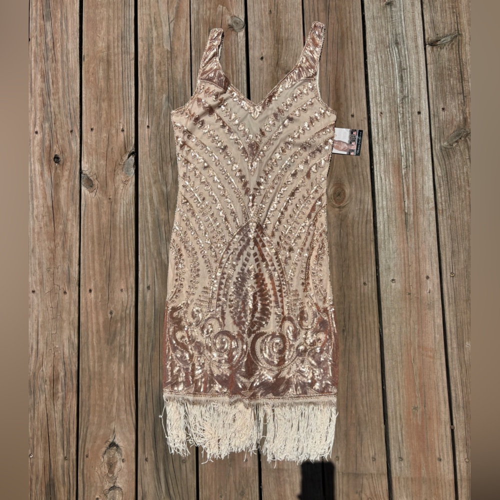 Champagne flapper 20s party dress